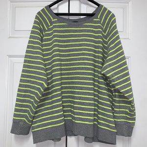 Torrid grey & neon yellow stripe fleece raglan sweatshirt size 4